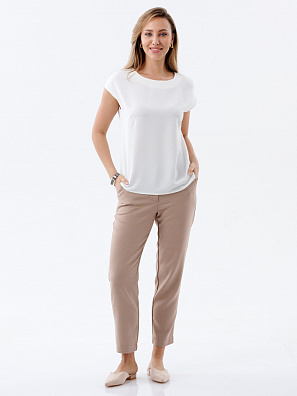 Брюки прямые с эластичным поясом бежевые Брюки прямые с эластичным поясом бежевые